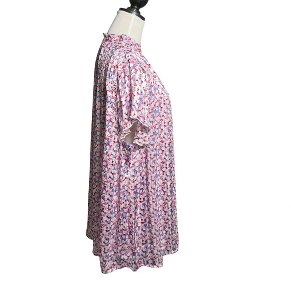 C by One Blouse Flutter Sleeve Summer Top Boho Semitransparent Lined Plus 2X - Picture 7 of 16